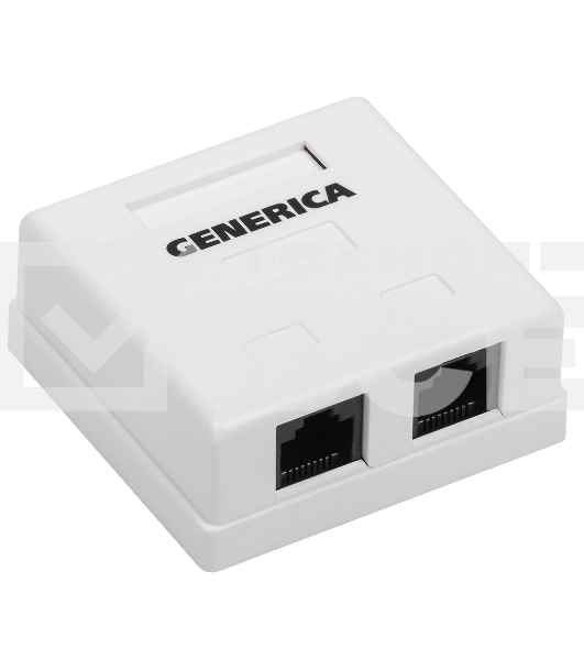 Настенная информационная розетка RJ45 8P8C, кат.5Е UTP, 2-порта, белая 
