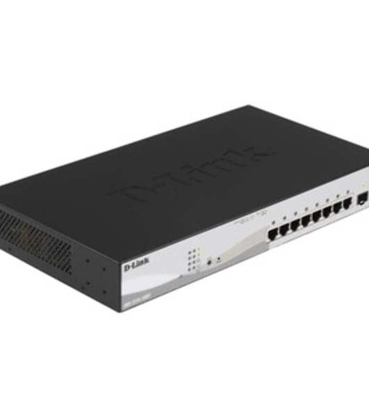 Коммутатор D-Link DGS-1210-10MP/FL2A, 8×1 Гбит/с PoE + 2×1 Гбит/с SFP, настраиваемый