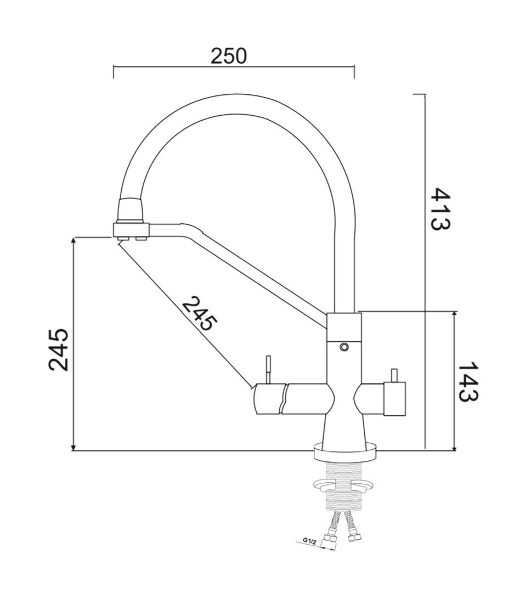 SUS127G-016F-015 Смеситель для кухни с переключением фильтра, ø35
