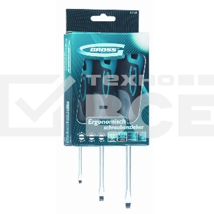 Набор отверток Gross 12165 3 шт, SL S2, трехкомпонентная рукоятка SL3, SL4, SL5.5