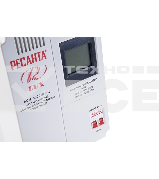 Стабилизаторы напряжения Ресанта АСН-5 000 Н/1-Ц 63/6/16 Стабилизатор Lux {220В±8%, Габариты 260х155х310, Вес 8кг}