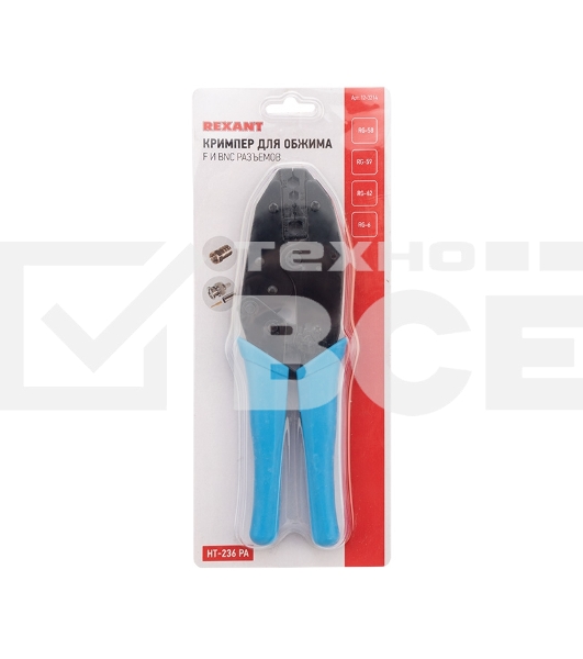 Кримпер Rexant HT-301 PA для обжима F и BNC разъемов RG-58, RG-59, RG-62, RG-6