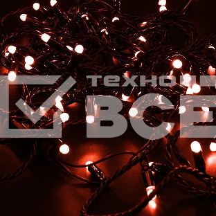 Гирлянда Нить 10м, постоянное свечение, черный ПВХ, 230В, цвет: Красный
