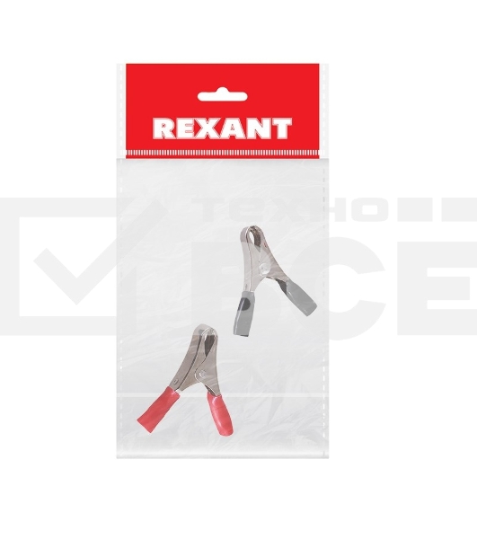 Зажим крокодил Rexant, длина 50 мм, ток 10A, 2 шт., пакет БОПП
