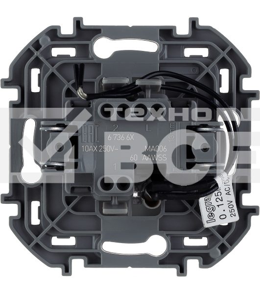 Переключатель 1-клавишный с подсветкой/индикацией 10AX 250В алюминий