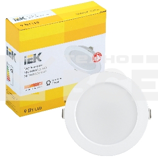 Светильник светодиодный Iek LDVO0-1612-09-3000-K01 ДВО 1612 белый круг 9Вт 3000К IP20 {пластик. корпус, диам 118 мм}