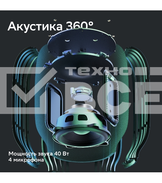 Умная колонка SBER Boom SBDV-00090, 40Вт, с голосовым ассистентом Салют, черный (SBDV-00090a)