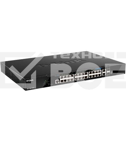 Управляемый L3 стекируемый коммутатор D-Link DGS-1520-28MP/A1A с 20 портами 10/100/1000Base-T, 4 портами 100/1000/2.5GBase-T, 2 портами 10GBase-T и 2 портами 10GBase-X SFP+