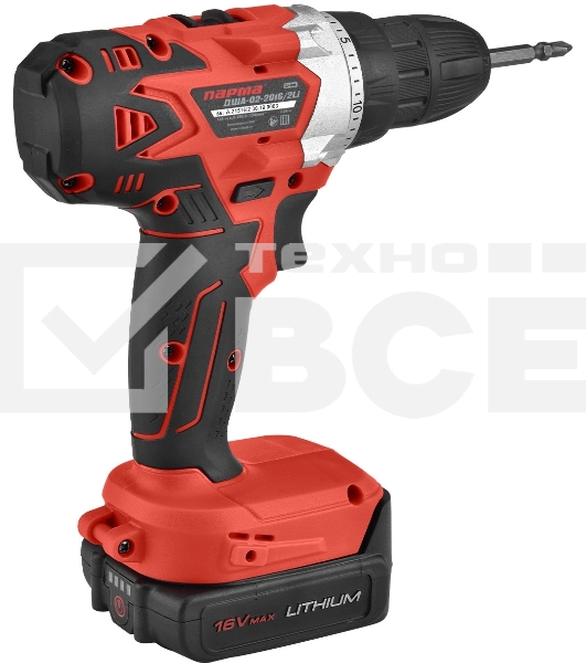 Дрель-шуруповерт аккумуляторная Парма ДША-02-2016/2Li, 18 В, 2 А·ч, аккумуляторная