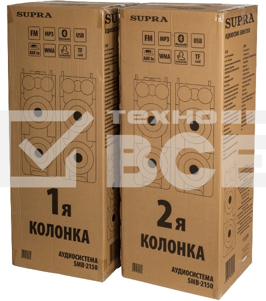 Минисистема SUPRA SMB-2150 черный 1200Вт FM USB BT SD (в комплекте: активн.+пассив.колонки)
