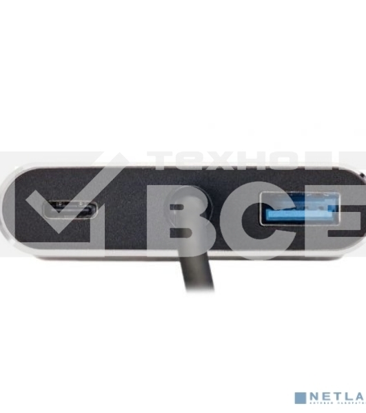 Кабель-концентратор USB3.1 TypeCm -->HDMI+USB3.0+PD+VGA Alum Grey 4K@30Hz, Telecom<TUC055>