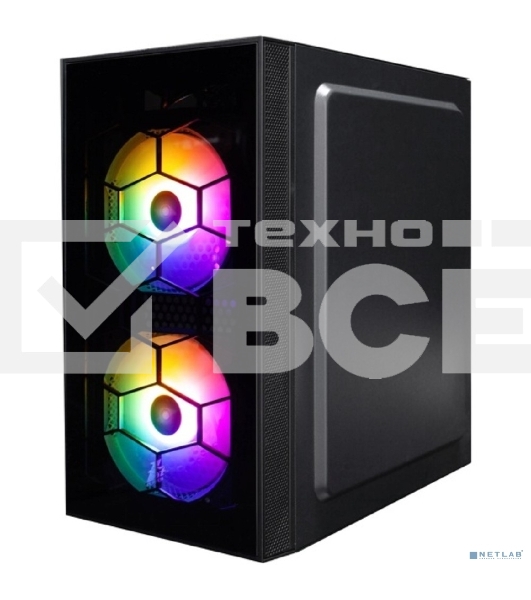 Компьютерный корпус 1STPLAYER FIREBASE X1 Black / mATX / 3x120mm LED fans / X1-BK-3F1