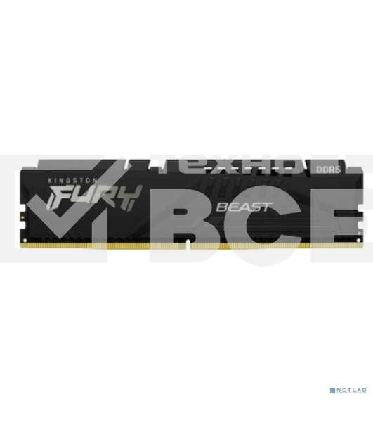 Оперативная память Kingston Fury Beast, DDR5, 16GB (1x16GB), 6000MHz, CL36, с радиатором, черный