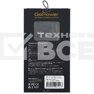 Внешний аккумулятор GoPower PB03-10 10000mAh 3.0A 22.5W 2USB/Type-C черный (1/50)