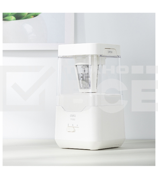 Точилка для карандашей электрическая Deli E71202, 1 отверстие, пластик, белый (батарея)