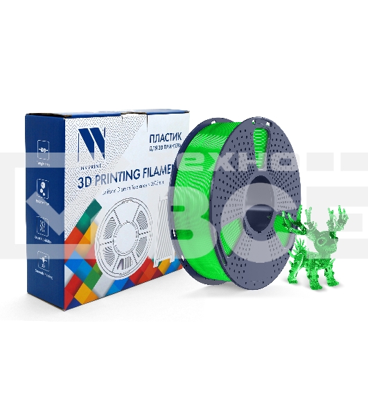 Филамент NVPRINT PLA+ Trasparent Green для 3D печати диаметр 1.75мм  длина 330 метров  масса 1 кг