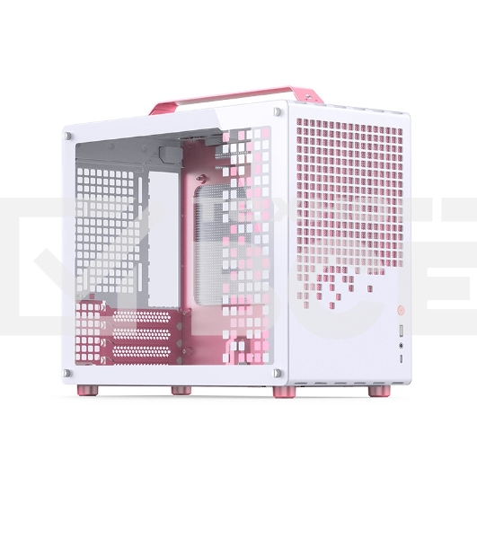 Корпус без блока питания Case JONSBO Z20, Mini-Tower, TG, no fan, 1xUSB-A 3.2 + 1xUSB-C 3.2, mATX, mITX Pink/White