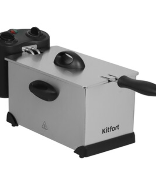Фритюрница Kitfort KT-4052 серебристый/чёрный, 2000 Вт, 3 л, 0.5 кг, съёмная чаша