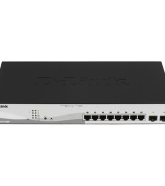 Коммутатор D-Link DGS-1210-10MP/FL2A, 8×1 Гбит/с PoE + 2×1 Гбит/с SFP, настраиваемый