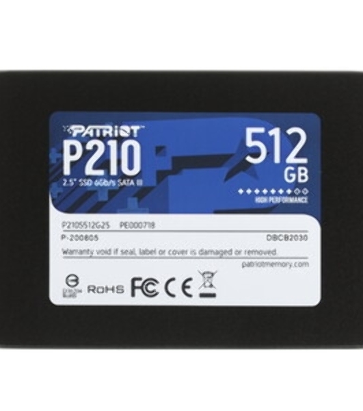 Накопитель SSD Patriot P210, 512Gb, SATA III, 2.5', R/W 520/430