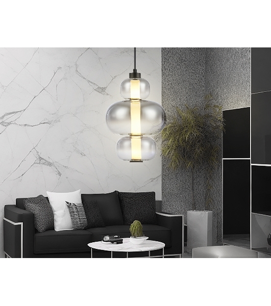 Подвесной светодиодный светильник Ambrella light LH11057 BK/SM черный/дымчатый 18W 3000K D230*350