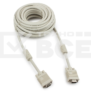 Кабель Gembird/Cablexpert CC-PPVGA-10m, Кабель VGA Premium , 15M/15M, 10м, серый, тройной экран, феррит.кольца