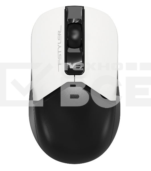 Мышь беспроводная A4Tech Fstyler FG12 белый/черный, 1200 dpi, радиоканал, USB, кнопки - 3