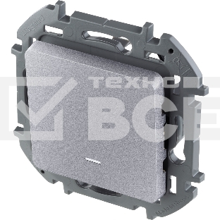 Переключатель 1-клавишный с подсветкой/индикацией 10AX 250В алюминий