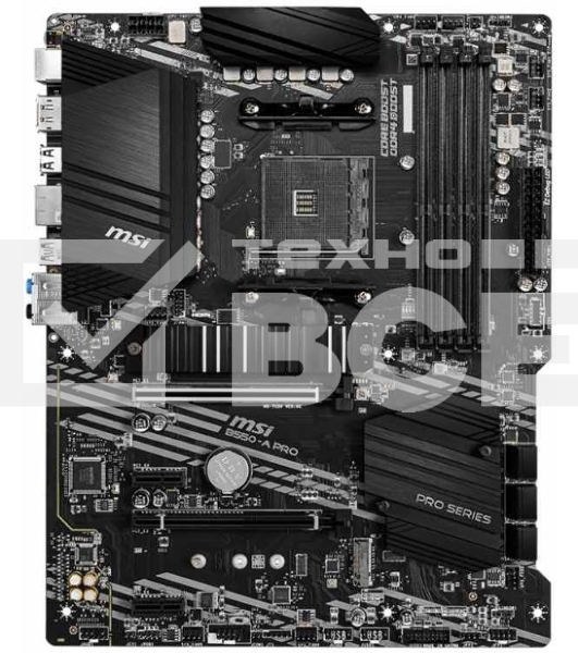 Материнская плата MSI B550-A PRO, AM4, AMD B550, 4xDDR4, 6xSATA, 2xM.2, 1xPCI-E 4.0 x16, 1xPCI-E 3.0 x16, 2xPCI-E x1, 1xHDMI, 1xDP, 1x 1Gb LAN, 4xUSB-A 2.0, 2xUSB-A 3.2 Gen 1, 1xUSB-A 3.2 Gen 2, 1xUSB-C 3.2 Gen 2, 6x3.5 мм, 7.1, ATX