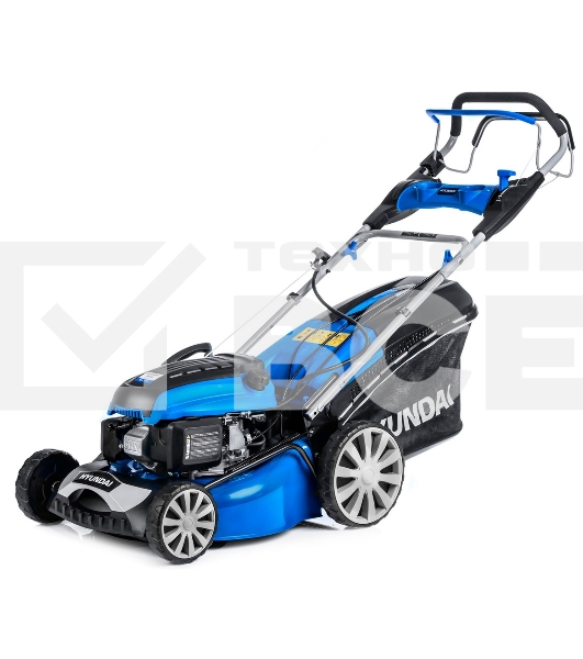 Бензиновая газонокосилка Hyundai L 4610SE самоходная, электрозапуск, двигатель Hyundai ICV145,4-х такт, 3.5 л.с./145 см3, Ширина среза 45,7 см, Высота среза 25-75 мм, 35 кг