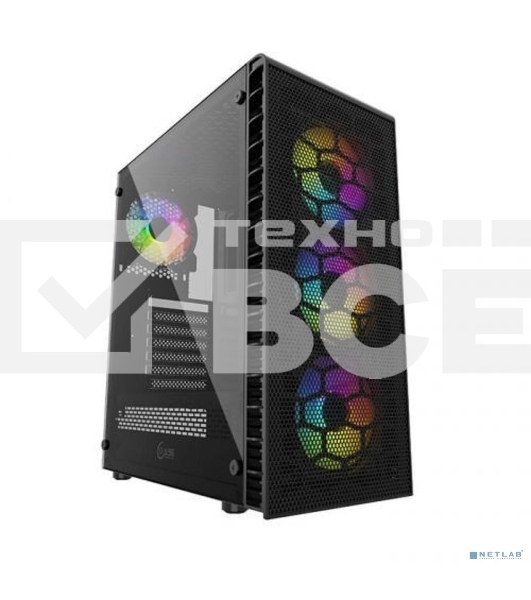 Компьютерный корпус Powercase Mistral Z4С Mesh LED, Tempered Glass, 4x 120mm 5-color fan, чёрный, ATX  (CMIZ4C-L4)