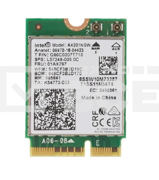 Плата сетевого контроллера Intel Wi-Fi 6 AX201, 2230, 2x2 AX+BT, No vPro, 985855