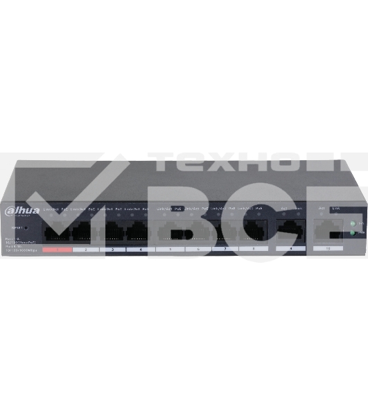 Коммутатор Dahua DH-CS4010-8ET-110 (L2) 8x100Мбит/с 2x1Гбит/с 8PoE 110W управляемый