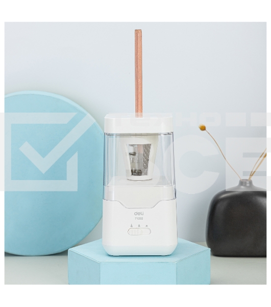 Точилка для карандашей электрическая Deli E71202, 1 отверстие, пластик, белый (батарея)