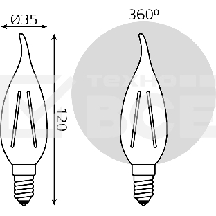 Лампа филам. Gauss Filament 10Вт цок.:E14 свеча св.свеч.бел.нейт. (упак.:10шт) (42120)