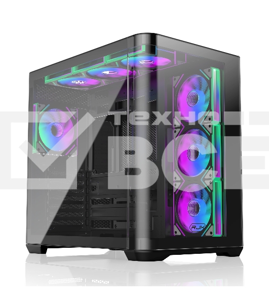 Корпус без блока питания/ Case Raijintek ATREUS BT7, Midi-Tower, TG, 7x120mm ARGB, 2xUSB-A 3.0 + 1xUSB Type-C , E-ATX, ATX, mATX, mITX Black