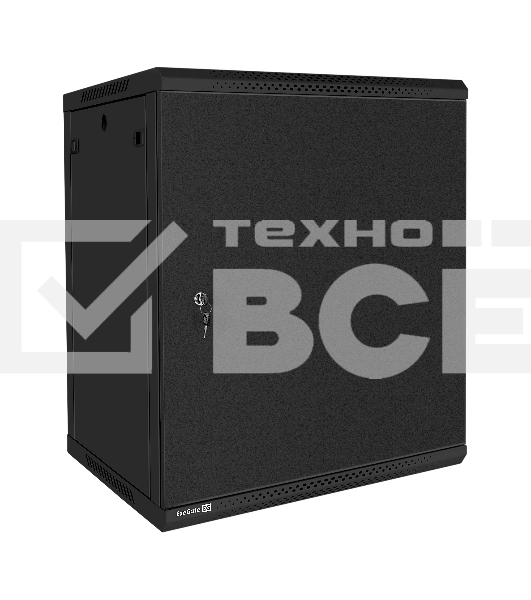 Шкаф телекоммуникационный 19' настенный 15U ExeGate EC-WM-15U.600.M.BLACK (19”, 15U, 600x600x769mm (ШхГхВ), передняя дверь металл, съемные боковые панели, пыле- и влагозащита IP23, черный RAL 9004)