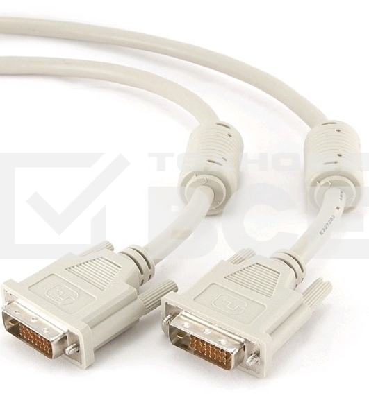 Кабель Кабель DVI-D dual link Gembird, 3.0м, 25M/25M, экран, феррит.кольца, пакет CC-DVI2-10)