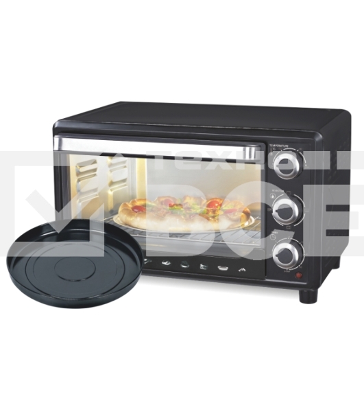 Мини-печь Sakura SA-7002BP 48л, духовка 2000Вт, механ.управление, 3 режима работы духовки (верх, низ, верх+низ), таймер на 60 минут, регулировка температуры духовки, комплектация - металлическая решетка, противень, форма круглая для выпечки (300х50 мм), ухват. чёрный.