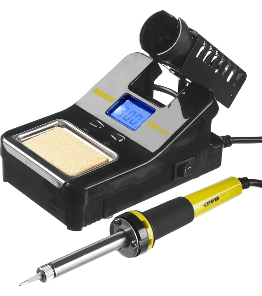 Паяльная станция STAYER 55370 profi цифровая с жк дисплеем диапазон 160-520°c шаг 10°c 48Вт