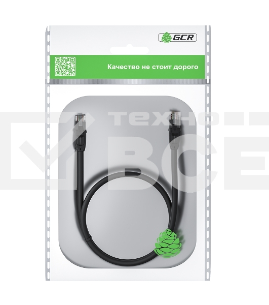 Патч-корд GCR прямой 10.0m UTP кат.6, черный, 24 AWG, литой без фиксатора, ethernet high speed 1 Гбит/с, RJ45, T568B, GCR-52536