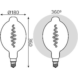Лампа светодиодная филаментная Gauss Filament Vintage 8.5Вт цок.: E27 шар 220B 1800K св. свеч. белый теп. (упак.: 1 шт)