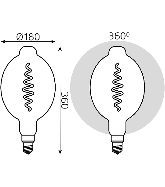 Лампа светодиодная филаментная Gauss Filament Vintage 8.5Вт цок.: E27 шар 220B 1800K св. свеч. белый теп. (упак.: 1 шт)