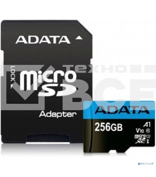 Флеш карта microSD 256GB ADATA microSDHC Class 10 UHS-I A1 100/25 MB/s (SD адаптер)