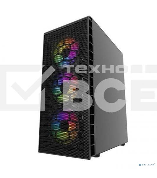 Компьютерный корпус Powercase Mistral Z4С Mesh LED, Tempered Glass, 4x 120mm 5-color fan, чёрный, ATX  (CMIZ4C-L4)