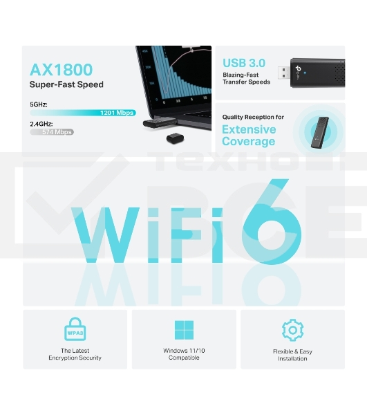 Двухдиапазонный USB-адаптер TP-Link Archer TX20U с поддержкой Wi-Fi AX1800