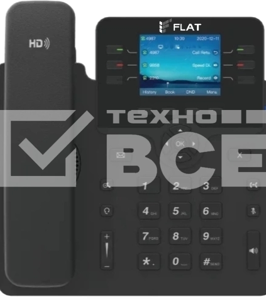 IP-телефон Flat-Phone B6: 6 SIP-аккаунтов, 2 порта 10/100/1000BASE-T (RJ-45), ЖК-дисплей, PoE
