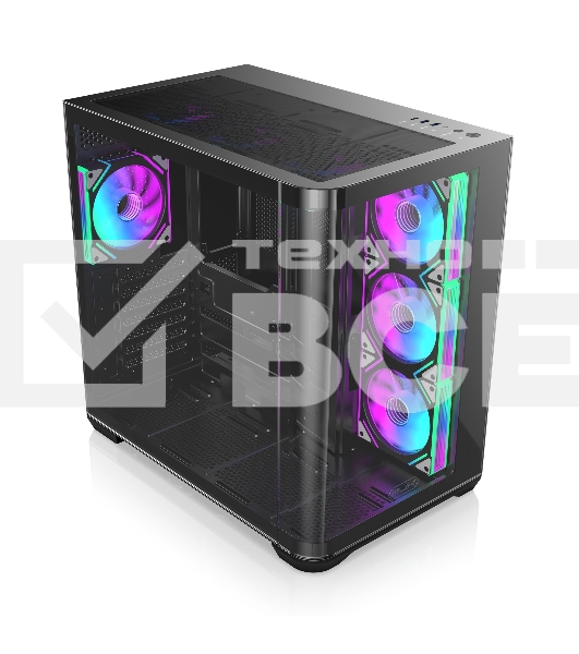Корпус без блока питания/ Case Raijintek ATREUS BT7, Midi-Tower, TG, 7x120mm ARGB, 2xUSB-A 3.0 + 1xUSB Type-C , E-ATX, ATX, mATX, mITX Black