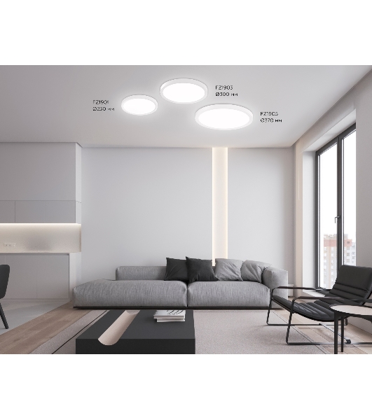 Светильник светодиодный ультратонкий Ambrella light FZ1901 WH белый IP54 13W 3000K-6500K CCT-переключатель D230*25 (Без ПДУ)