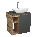 Тумба Bau Dream Blackwood 60 правая, графит, раковина BAU Spectrum mini 47х24 смеситель для раковины высокий Hotel Still, нержавеющая сталь, фото8
